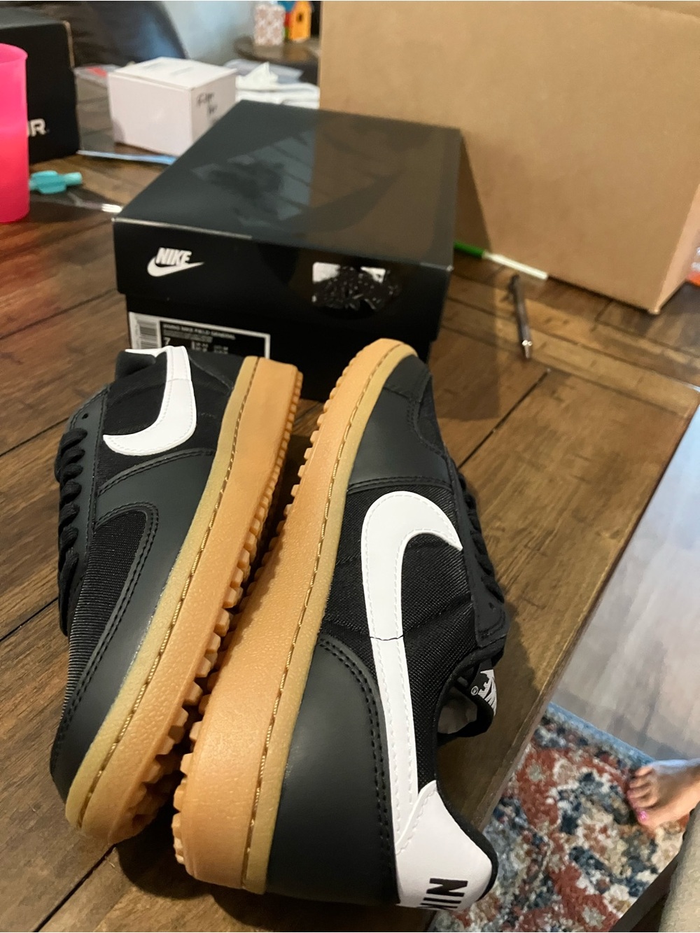 Nike Women’s Black and White Air Field General Low-Top Sneakers with Gum Sole - Picture 3 of 4